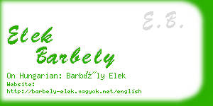 elek barbely business card